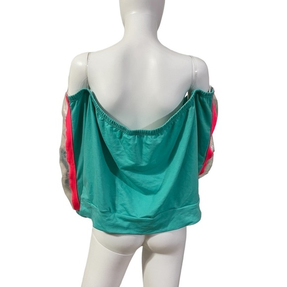 Off Shoulder Pink Strip Sweater Top - Picture 5 of 8